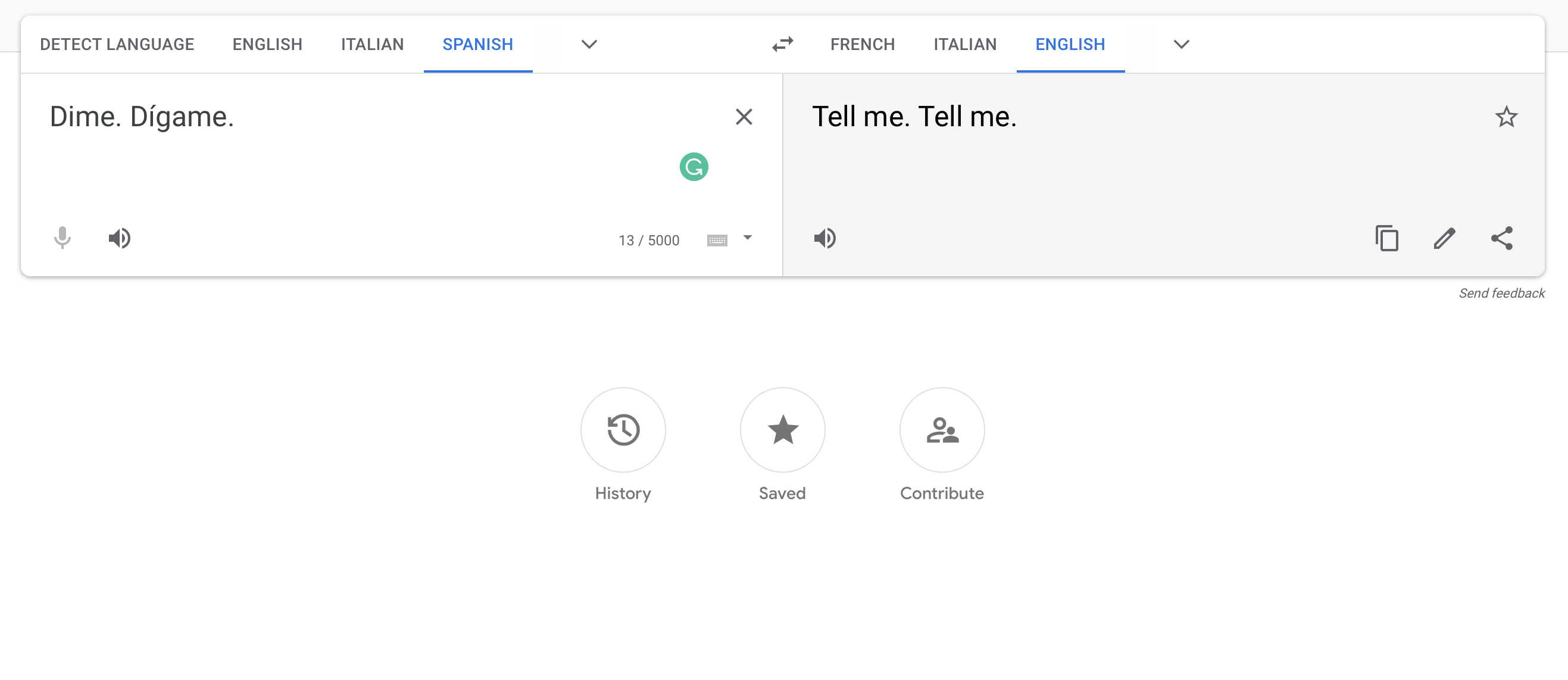 Google translate example